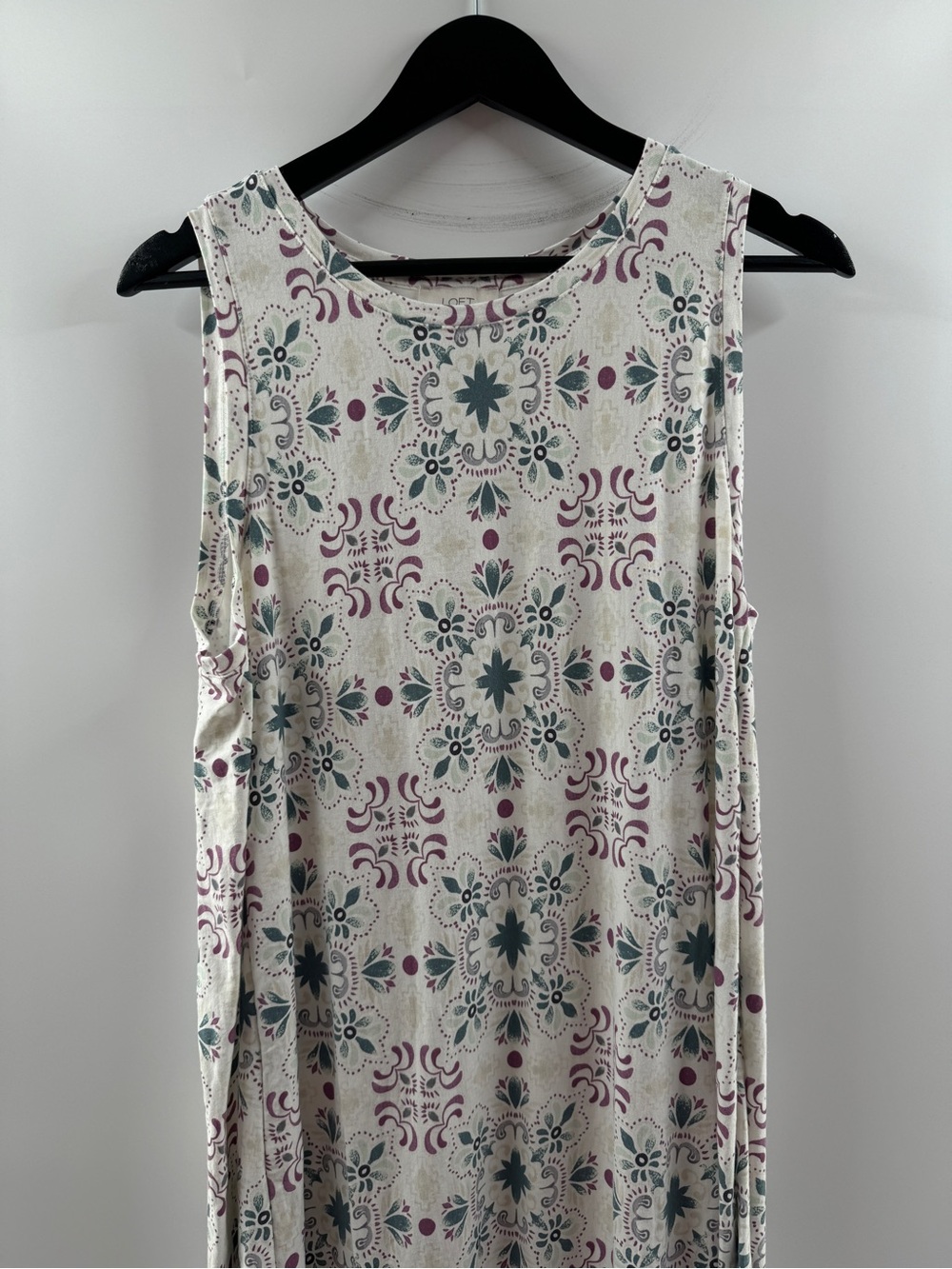 LOFT Boho Floral Border Print Sleeveless Dress – Women’s Large - Picture 2 of 8